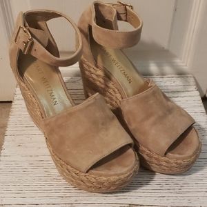 Stuart Weitzman Shojute Suede Wedge Sandals